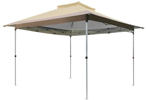 SPOTRAVEL 3.6 x 3.6M Pop Up Gazebo, Instant Garden Canopy Shelter with Vented Roof & Wheeled Carry Bag, Height Adjustable Outdoor Pavilion Party Tent for Patio Backyard Deck (without Mesh Netting)