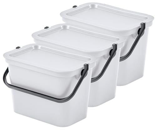 Tontarelli Set of 3 Moda 5 Litre White Bin with Handle