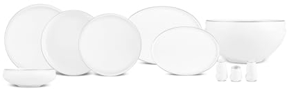 Karaca Red Carpet Collection Streamline New Sunset Platinum for 12 People Crockery Set, 59 Pieces, New Generation Bone