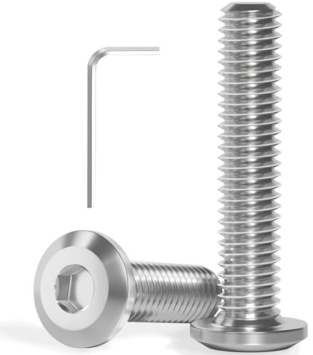Dayalo 20 Stück M6 x 35mm Schrauben, M6 Flachkopfschrauben Edelstahl A2 V2A | Innensechskantschrauben M6, Vollgewinde, mit Innensechskantschlüssel für Geräte, Werkstatt, Innen- und Außenbereich