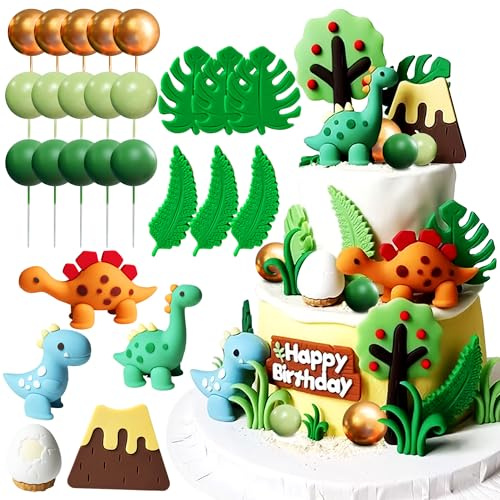 JeVenis Luxury Dinosaurier Kuchendekoration Dino Geburtstag Kuchendeko | Luxury Dinosaurier Kuchendekoration Dino Tortendeko Cake Toppers Kinder Babyparty Dino Geburtstag Dinosaurier Themen Kuchen