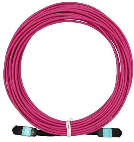 Elfcam® - 10 m Cavo in Fibra MPO-OM4 Multimodale 12 Fibre, Tipo B, Viola, MPO Female to MPO Female, Ottimizzato per 40G QSFP+ SR4/CSR4 e 100G QSFP28 SR4 per Data Center ad Alta Densità
