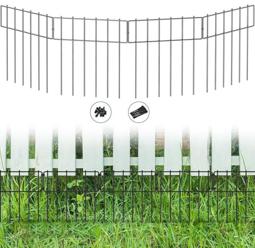 Hanured® 25 pezzi Recinzione decorativa da giardino, 8,2 m (L) x 43 cm (H), Recinzioni giardino esterno senza scavare, Cane Conigli Blocker recinzione per cortile all'aperto