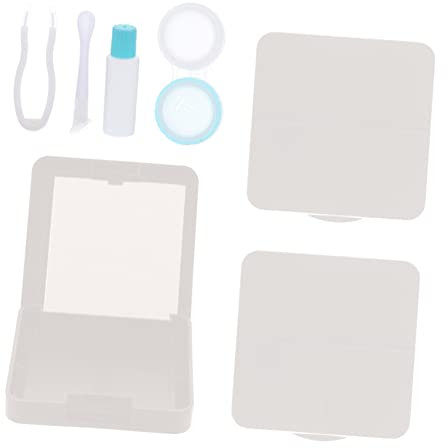 COLLBATH 3sets Portable Contact Lenses Case Mirror Tweezers Travel Lens Storage Box for Halloween Contacts Small Organizing Case