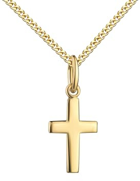 JEVELION 750 Gold kleiner Kreuzanhänger Goldkreuz für Damen und Kinder Kettenanhänger 18 Karat Gelbgold