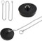 Dreamil Lot de 2 bouchons de vidange en caoutchouc avec chaîne de blocage de 18 cm - Pour baignoire, cuisine, salle de bain - 40 à 45 mm - Noir