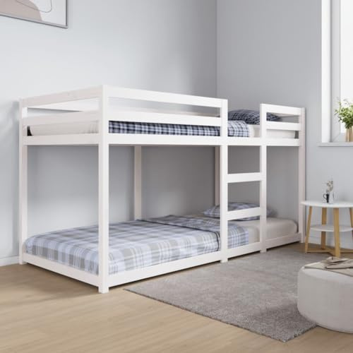 Festnight Hochbett 90x200 cm Etagenbett 2 Kinder Stockbett Holz Jugendbett Kinderbett Doppelstockbett Holzbett Bunk Bed Bettgestell Jugendzimmer Bettrahmen