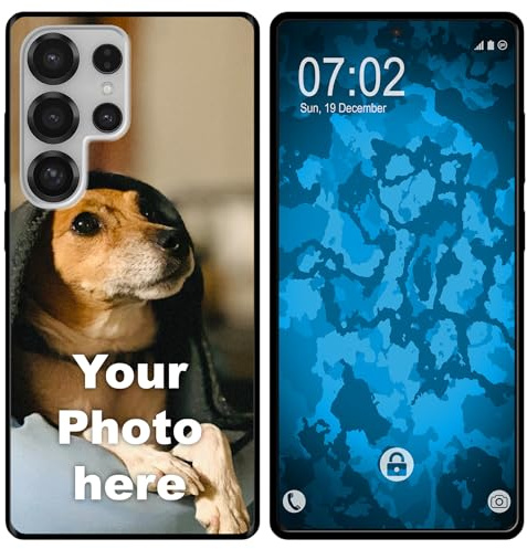 PhoneNatic personalisierte Handyhülle für Samsung Galaxy S25 Ultra Custom Case Schwarz zum selbst gestalten mit eigenem Foto Bild Text individuell