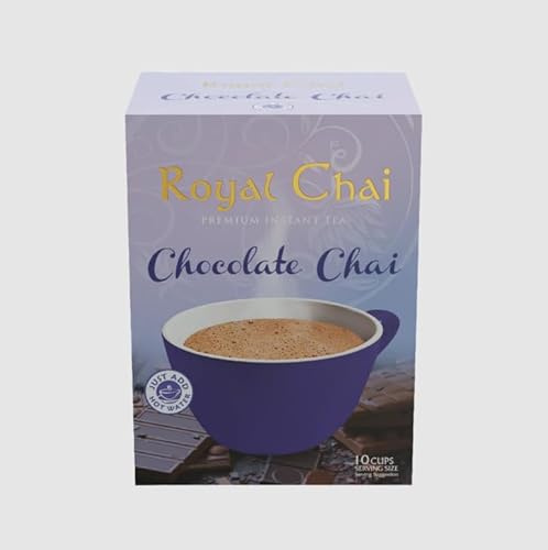 Royal Chai Luxury Instant Chocolate Chai – Instant Spiced Hot Chocolate & Chai Fusion, 10 Sachets Per Box, Easy to Prepare, Just Add Water or Milk