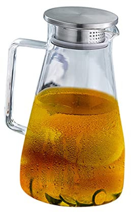 CIYODO Jarra De Té De De Con Filtro Floral Tetera Jarra De Agua y Jugo Con Tapa De Acero Inoxidable Ideal Para Bebidas Frías y Calientes