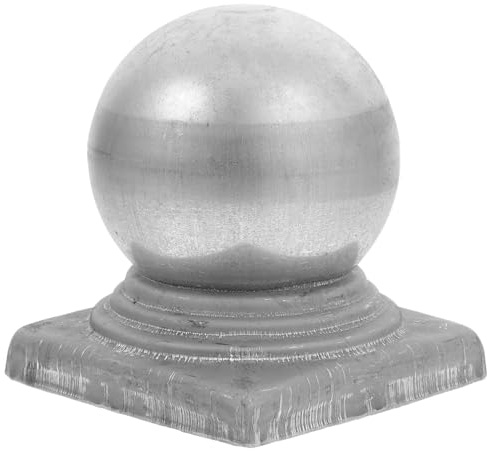 Veemoon Silver Zinc Steel Ball Shaped Metal Fence Post Caps with Waterproof and Easy Installation Features Elegant and Simple Lawn Fence Post Caps Decorations for Garden