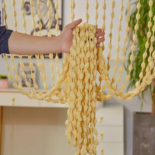 GLOBALHUT Decorative Beaded String Door Curtain Room Divider Panel Privacy Screen, for Doorways Closets Living Room Bedroom Home Decor 100x200cm(apricot)