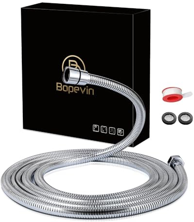 Bopevin Shower Hose Replacement 118 Inch Extra Long, Stainless Steel Flexible Extension for Handheld Shower Heads, G1/2 Universal Fitting, Chrome