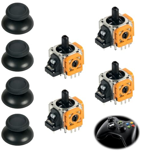 4 Stück Hall Effekt Sticks, Kontroller Joystick Analog Daumenstab Thumbstick Reparatur Kit Ersatz Anti Stickdrift Analogsticks 3D Analog Joystick Kompatibel enthalten Knopfschutzkappe(4 Stück)