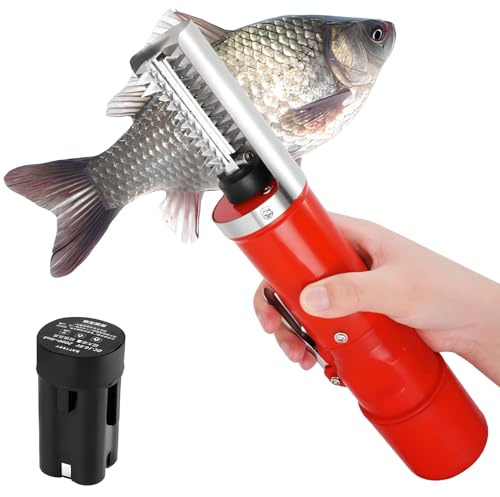 Electric Fish Scaler Remover, Cordless and Waterproof, Rechargeable with 2 Battery and 2 Cutter Heads for Fast and Easy Fish Skin Cleaning