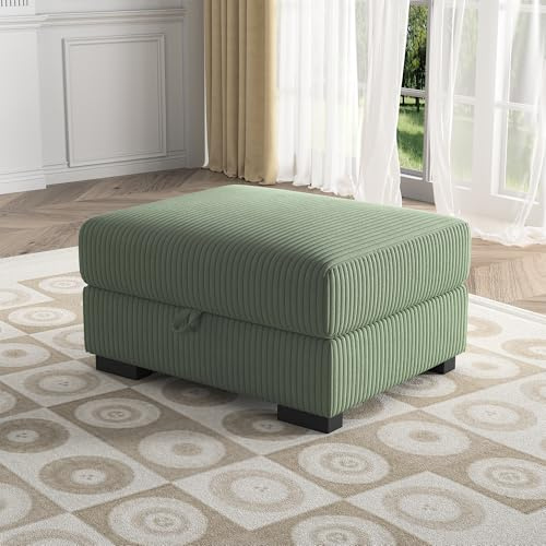 Sitzhocker mit Stauraum, Couch Hocker, Polsterhocker, Fußhocker, Polsterhocker klein Sitzbank Sitzbox, Sitztruhe, Fußbank, Aufbewahrungsbox für Wohnzimmer, Schlafzimmer, Cordstoff(Grün, Fußstütze)