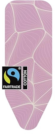 Brabantia Ironing Board Cover C (Lilac Waves), 124 x 45 cm with 2 mm Foam Padding, Steam Iron Compatible Ironing Board Coverlet, Padded Cover Made From Fairtrade Material