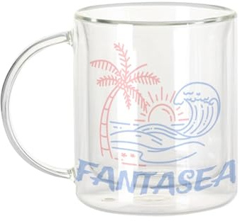 Fabulous Dubbelväggig glasmugg - Fantasea Wave Surf Beach Travel - kaffemugg och den isolerade 330 ml hängande effekten mot buller, tryck i Frankrike