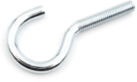 Design61 Lot de 10 crochets muraux à visser incurvés avec filetage - Galvanisés - Pour fixation de cordes, chaînes, plantes, lampes - M4 x 50 mm