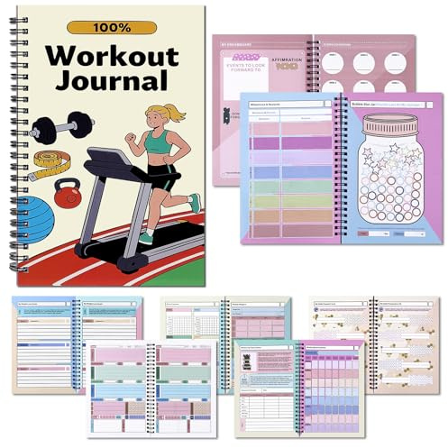 Fitness Journal - Food Journal for Women & Men Planner Log Book, Workout Journal for Track Weight Loss, Muscle Gain, Home Gym Exercise, Daily Nutrition, 5.8 x 8.2