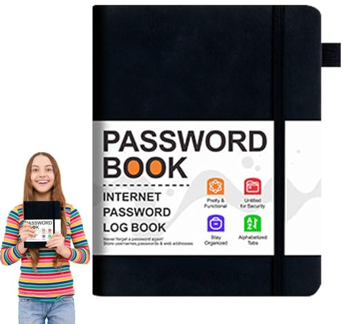 Passwort-Adressbuch, Passwortbuch | Website-Passwort-Organizer-Buch mit alphabetischen Tabs - Pocket-Adressdatensatz-Notizbuch für wichtige Kontakte, Kontodetails und vertrauliche Daten