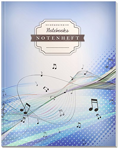 DÉKOKIND Notenheft | DIN A4, 64 Seiten, 12 Notensysteme pro Seite, Inhaltsverzeichnis, Vintage Softcover | Dickes Notenbuch | Motiv: Modern