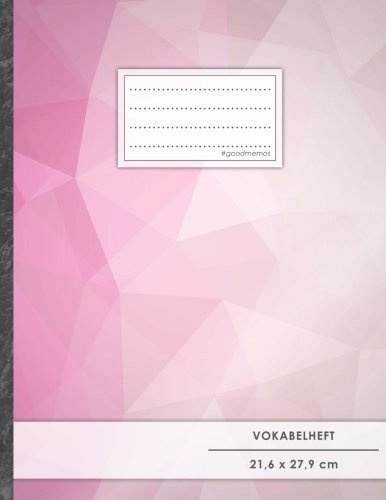 VOKABELHEFT DIN A4 • 50+ Seiten, Softcover, Register, Zweispaltig, Erfolgs-Tacker, Decent Pink • Original #GoodMemos Schulheft • Fremdsprachen leicht lernen, Lineatur 53