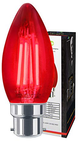 Ambient Vintage 4w LED Red Candle Light Bulb B22 Bayonet Clear Glass