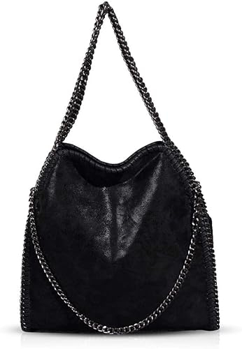ZIYUEZIKUN Umhängetaschen für Frauen Damen Kette Umhängetasche Kettentasche Taschen für Damen Casual Handtasche große Hobo Schultertasche (Schwarz)