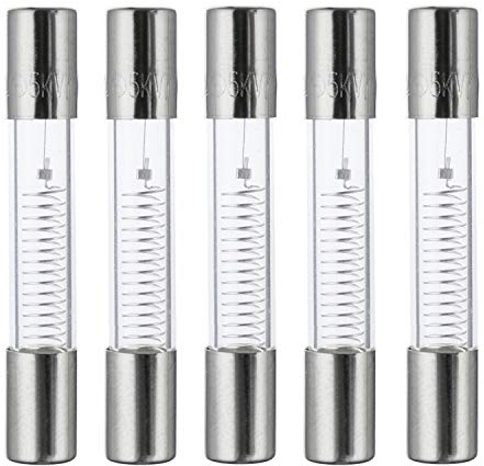 BOJACK 800 mA 5 KV 6 x 40 mm Fusibles de protección de horno de microondas de alto voltaje de soplado rápido 0.24 x 1.6 pulgadas 0.8 amp 5.000 voltios Fusible de tubo de vidrio (paquete de 5 piezas)