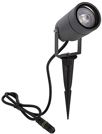 DAWALIGHT Garden Spike Light GU10 5W 3000K Warm White LED Outdoor Spot Lights Mains Powered IP65 Waterproof Adjustable Landscape Lights for Garden Path Lawn Walkway, Aluminum, Dark Grey