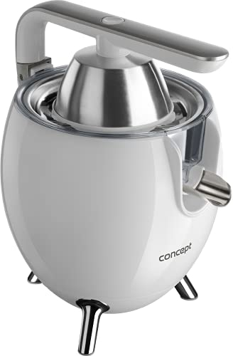 CONCEPT Hausgeräte ce3530 CE3530-Spremiagrumi Elettrico di Alta qualità con Braccio a Leva, Pratica Chiusura antigoccia, Colore: Bianco, 200 W, Vetro