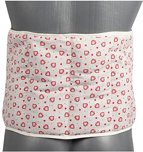 Coussin-ceinture aux graines de lin à sept compartiments avec fermeture à bande auto-agrippante - longueur environ 135cm - amour champêtre - Coussin thermique aux graines XXL - Ceinture-bouillotte
