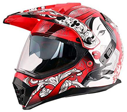Casco da Motocross Donna Uomo Casco Moto Cross con Doppia Visiera, Casco Enduro Casco Integrale da Discesa MTB Quad MX Offroad ATV Downhill Motorino Scooter Motoslitta Sport, 3 Colori,Rosso,L