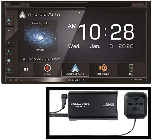 Kenwood Excelon DNX697S 6.8 Clear Resistive Touch Panel Navigation DVD Receiver Bluetooth HD Radio | Garmin Navigation | Apple CarPlay and Android Auto | Plus SiriusXM SXV300v1 Satellite Radio