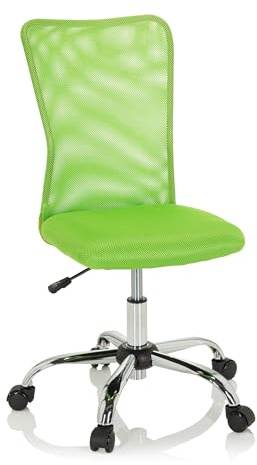 hjh OFFICE 691019 Kinderdrehstuhl KIDDY NET I Stoff/Netz Grün Kinderschreibtischstuhl mitwachsend, ohne Armlehnen