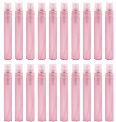 SKYPRO 20 st mini påfyllningsbar plastsprayflaska bärbar söt parfym munskölj atomizer för rengöring, resor, eteriska oljor, parfym (10 ml rosa)