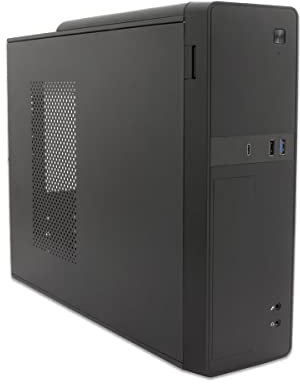 CoolBox T310 - Caja PC Micro ATX Slim con Fuente BASIC500-GRS. USB-C, USB 3.0 y Lector de Tarjetas SD Frontal, Admite Tarjeta Gráfica Low Profile, Convertible: colocación Vertical u Horizontal.