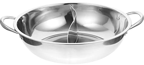 HEMOTON Stainless Steel Divided Hot Pot Pan Dual Flavor Induction Gas Stove Easy Clean Heat Resistant Handles