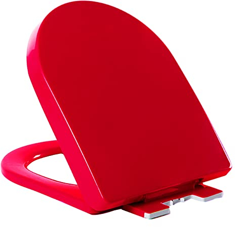 JUNNIU Toilettendeckel, Toilettendeckel Klobrille mit Absenkautomatik Ideal Standard WC Sitz WC Deckel Klodeckel D Form Klositz aus PP Toilet Seat Toilettensitz Toilettenbrille Red