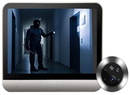 ThikK Tuya-Timbre de Puerta con vídeo WiFi Inteligente, 4,3, 1080P, cámara con Mirilla Ocular, 5000mAh, Alarma de Movimiento PIR, Visor de Puerta Alexa (Color : Silver Alexa, Size : Tuya App-2MP)