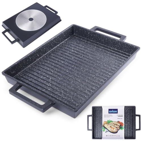 orion group Grillplatte Grillpfanne Platte zum Grillen mit | Granitbeschichtung Grande 43x26 cm