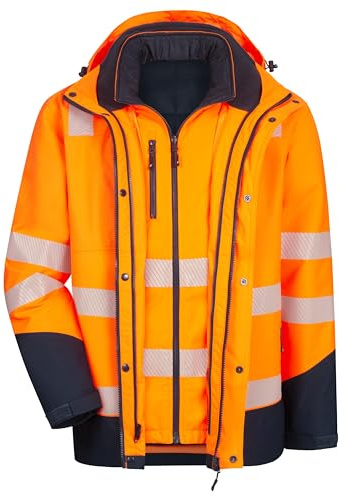 Nitras Warnschutz Winterjacke 6-in-1 MOTION TEX VIZ PLUS, orange/marine, Größe L