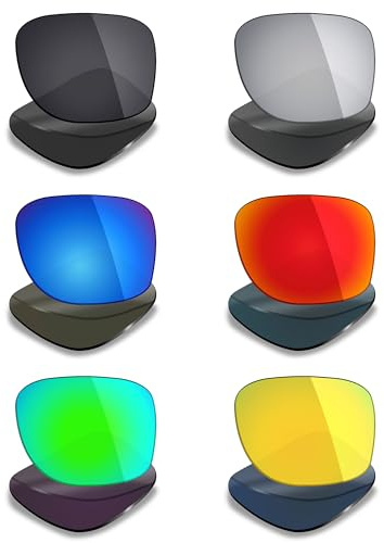 Mryok 6 paires de lentilles de rechange polarisées pour lunettes de soleil Ray-Ban Justin RB4165 - Noir furtif/rouge feu/bleu glacier/argent titane/vert émeraude/or 24K, multicolore, taille unique,