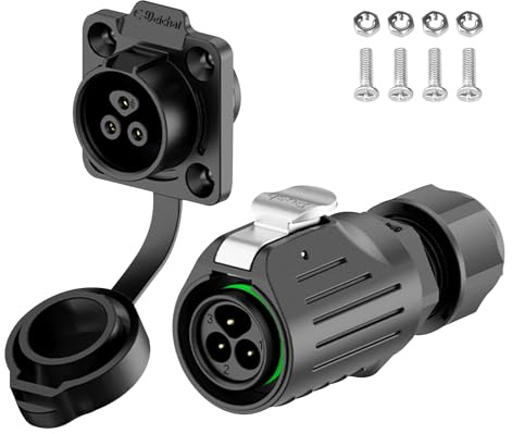 E-WeiChat EW-LP16 Industrial Waterproof Connector IP68 Quickly Plugging Aviation Connector PBT Plastic Shell Circular Connector Fast Release Electrical Connector M16 2-9 Pin Flange Socket (3 Pin)