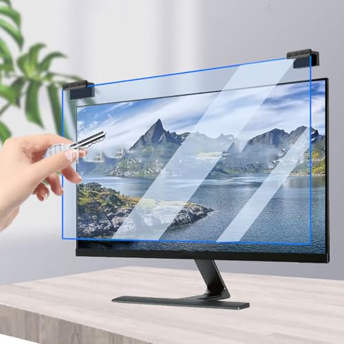 Guoyoocc Hanging Filtro Anti Luce Blu per 12.5-27 Pollici Monitor,Protezione Antiriflesso per Occhi Anti-UV Anti Luce Blu,Blocca la Luce Blu da 380 a 480 NM. Adatto per Monitor LCD,TV e PC