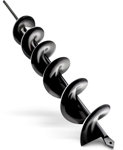 JKKLCC 8x60cm Erdbohrer für Bohrmaschine,Pflanzbohrer für Akkuschrauber,Grabungswerkzeug zum Pflanzen,Schwere erdlochbohrer zum Graben von Löchern,Erdbohrer für Zaunpfosten,schwarz