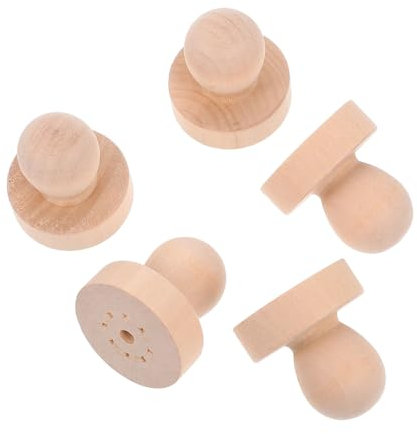 PHENOFICE 5stücke Holz Griff Für DIY Stempel Handwerk Material Präge Werkzeug Gummistempel Griff Siegel Holzgriff Kompakt Langlebig