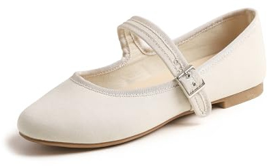 Feversole Women's Soft Breathable Textile Belt Mary Jane Mujer Zapatillas Merceditas De Lona Mary Jane