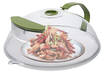 Cubierta para alimentos para microondas, protector contra salpicaduras con tanque de agua, utensilio de cocina y colador a prueba de salpicaduras, tapa de microondas con ventilación media para cocinar